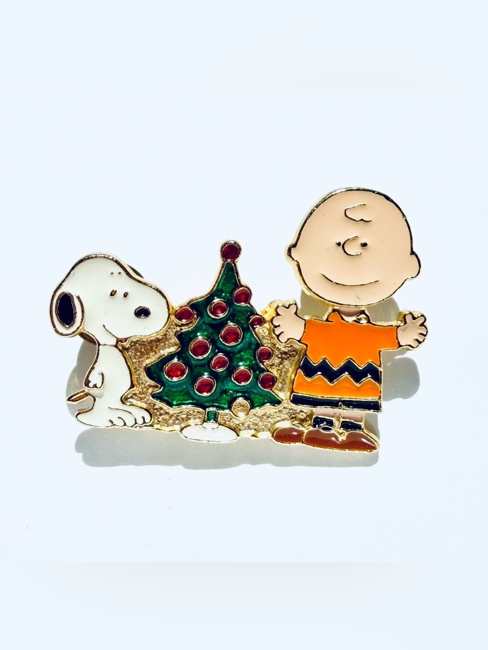 1950s Vintage USF Inc Starline Snoopy & Charlie Brown Christmas Tree Lapel Pin